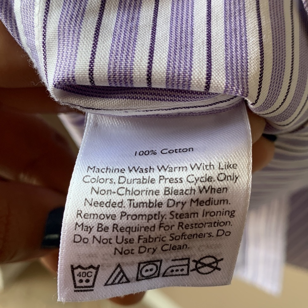 EDDIE BAUER Wrinkle Resistant Relaxed Fit Long Sleeve Striped Button Down Shirt - Picture 6 of 7
